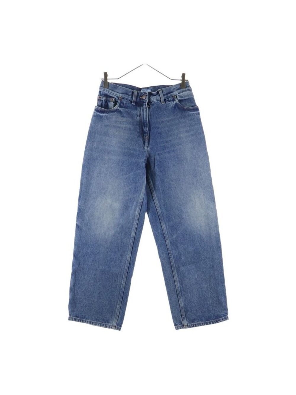 Prada Triangle Logo Wide Fitdenim Pants Indigo Blue